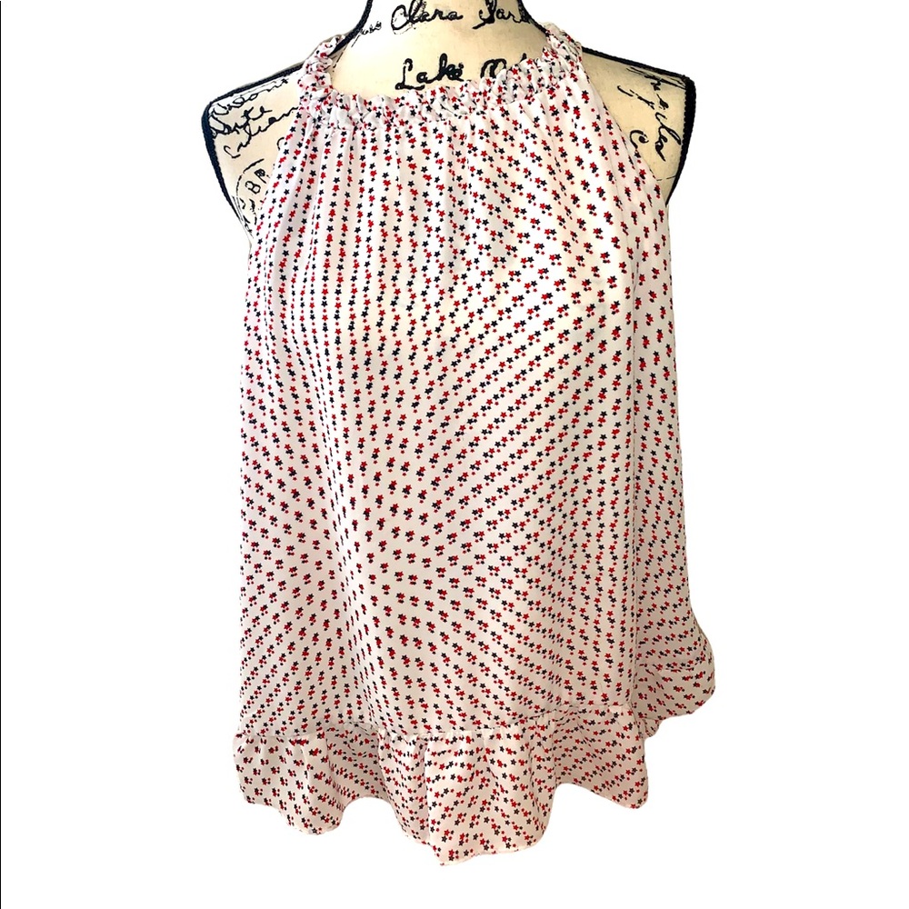 Tommy Hilfiger chiffon blouse top 2 buttons and ties in back  Longer back sz XL